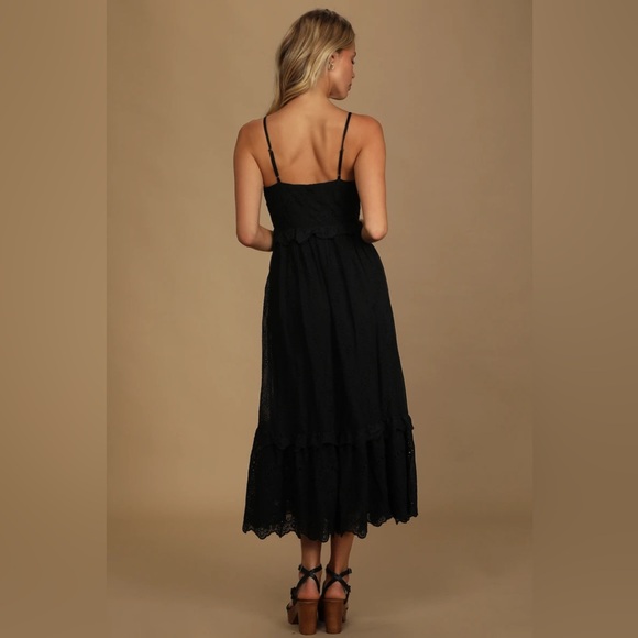How Much I Love You Black Eyelet Tiered Midi Dress - size XL - Picture 7 of 7